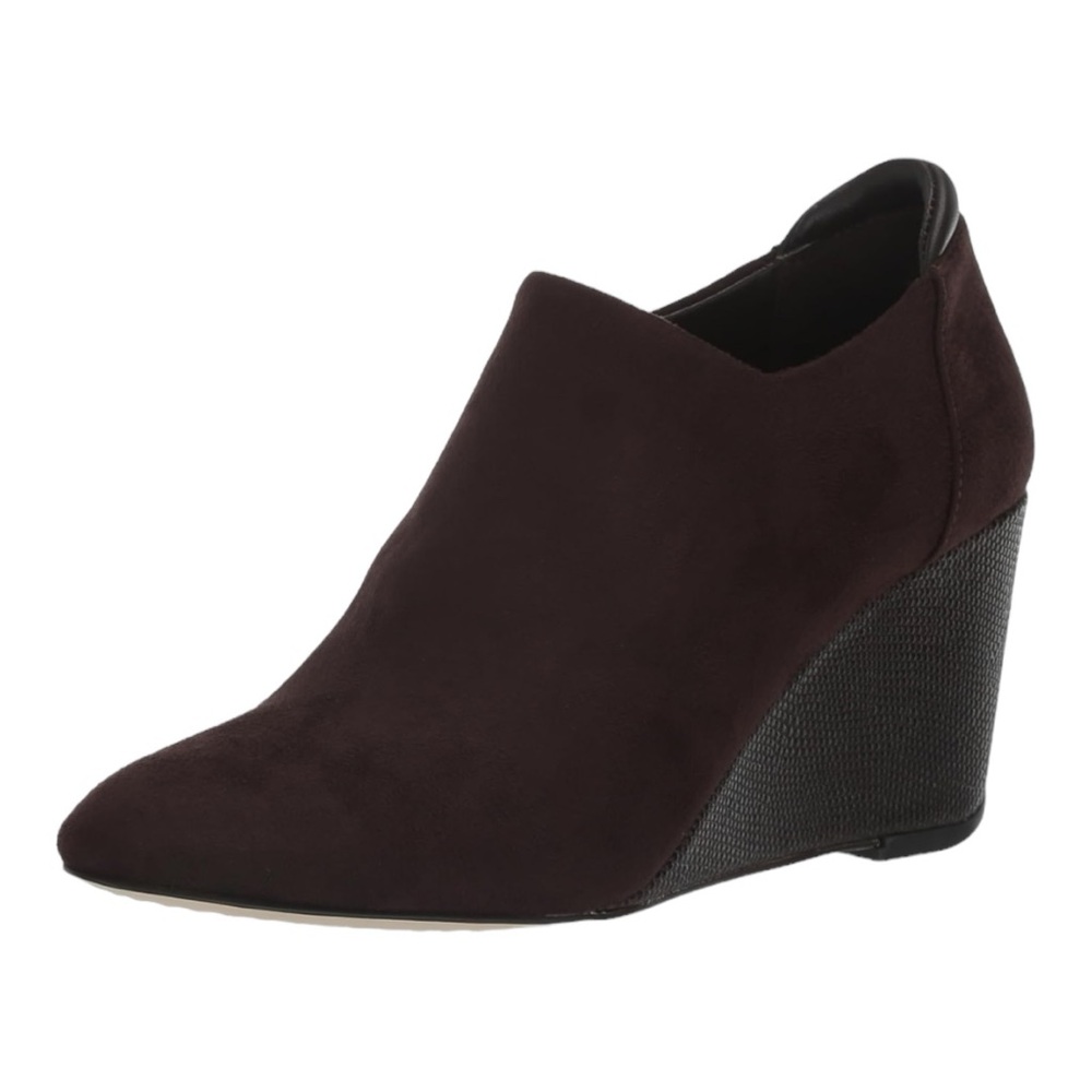 🆕 NWT Donald Pliner Tanah Wedge Bootie Stretch Suede Dark Brown